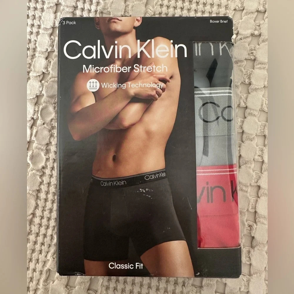 Calvin Klein Men's Microfiber Stretch Boxer Briefs - Black, Gray, Red